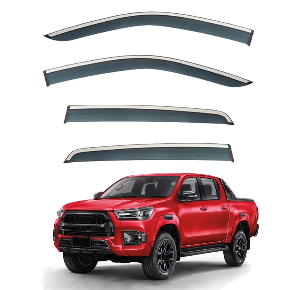 QOEMRHELT 4pc Set In-Channel Wind Deflectors, for Toyota HILUX REVO (AN120 AN130) 2015-2025 Window Visors Rain Guards Vent Visors Rain & Sun Protection,Car Accessories