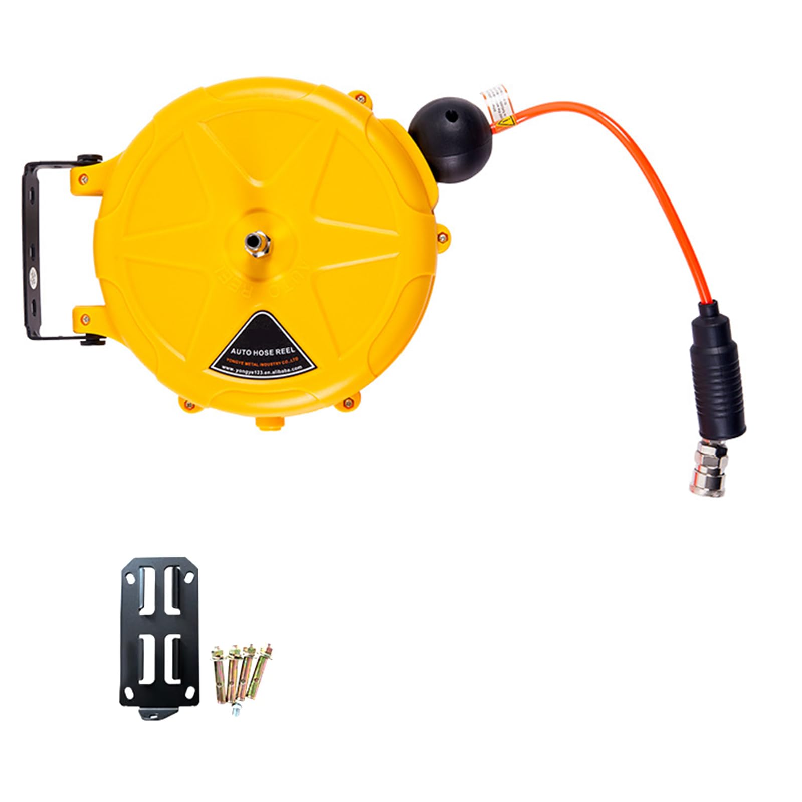 Msioytog Yellow Automatic Retractable Air Hose Reel Slow Retraction With 10M Air Hose For Workshop Garage Garden Outdoor Car Washing Automatic Reel