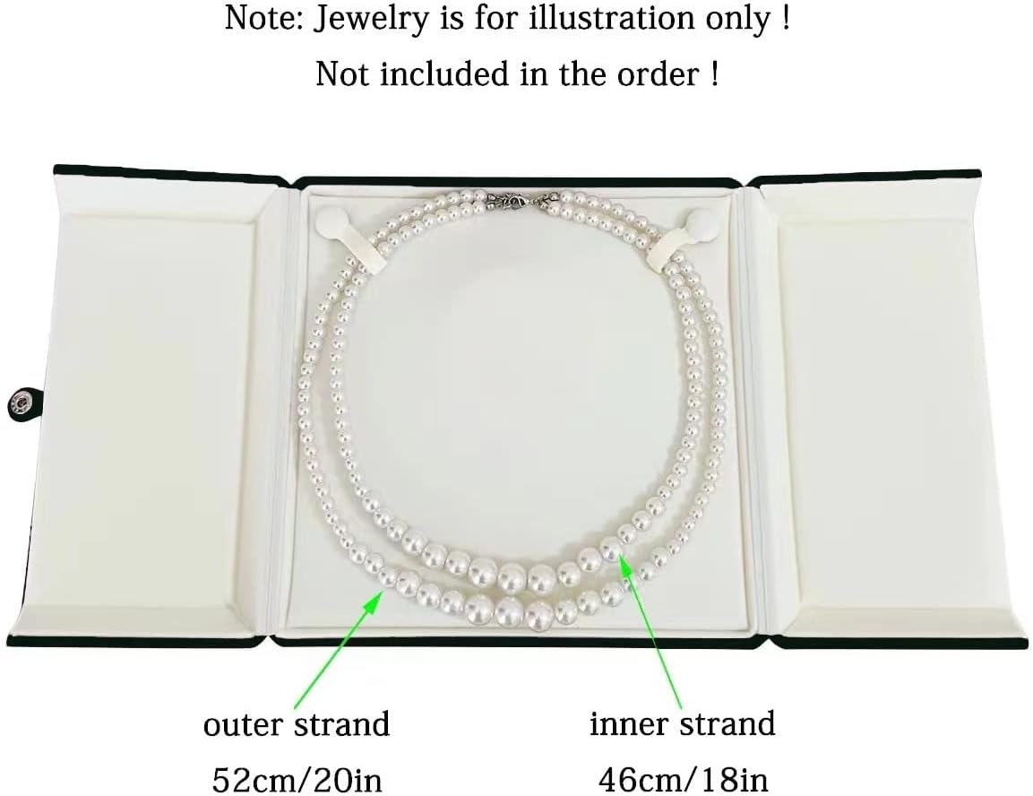 Pearl Necklace Case Premium Grade Unique Blue Velvet Large Necklace Banquet Jewelry Case Packaging Pear Strand (Jewelry not included)
