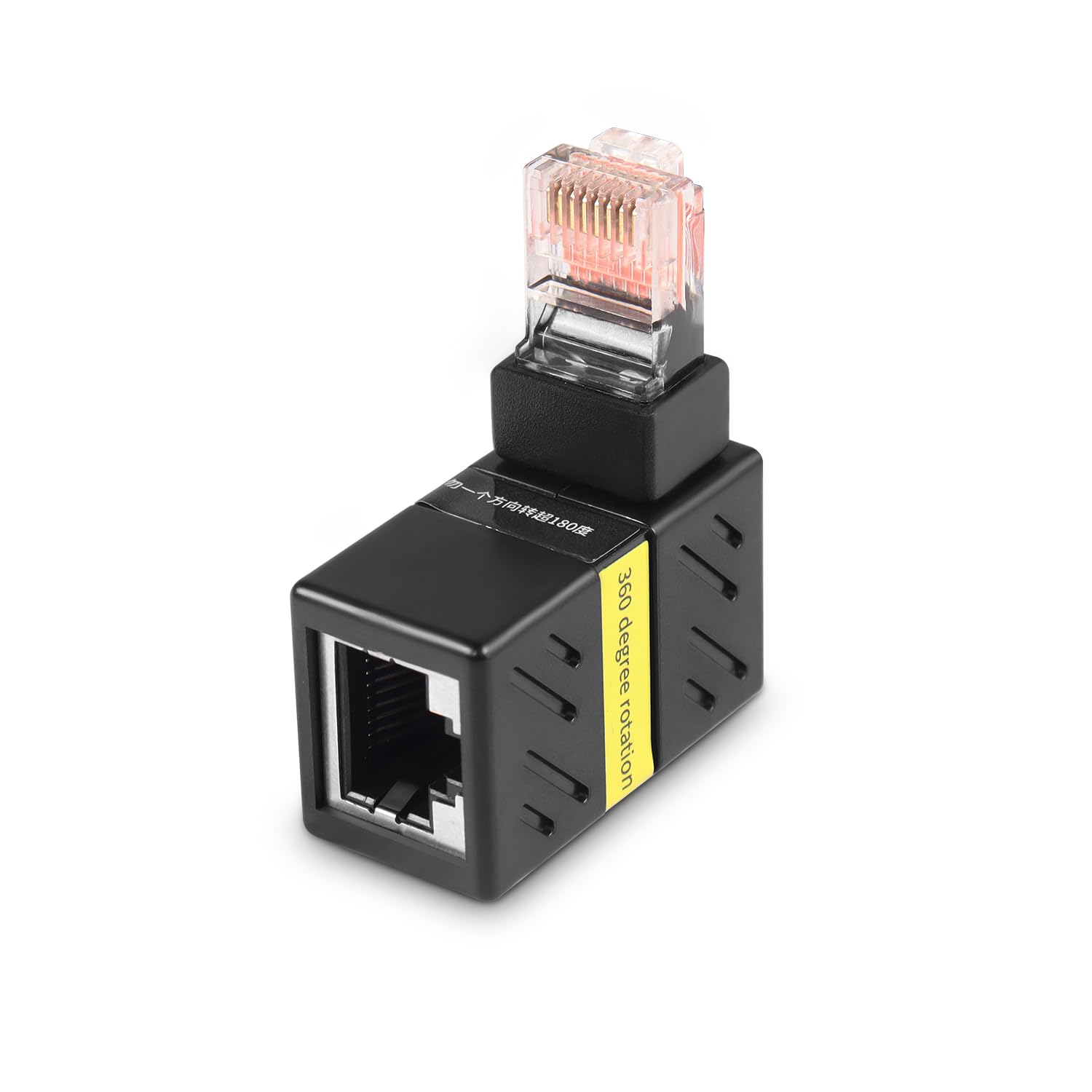 Adattatore Ethernet Gigabit a 360 gradi, angolo di 90 gradi, prolunga LAN Cat5 Cat6, 1000 Mbps RJ45 8P8C maschio a femmina, connettore per computer, laptop, router (1)