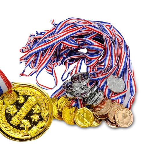 SULIUDAJI 15 Piezas Medallas De Ganador De, Hay Medallas De Oro, Plata Y Bronce, Medallas De Oro Para Decoración De Fiestas Infantiles Y Premios Deportivos,Para Fiesta, Día Del Deporte Escolar
