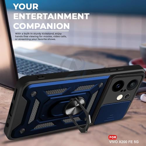 Image of AIBEX Back Cover for Redmi 15 5G | D10 Tough Armor Case | Sliding Camera Shield | 360 Protection | Kickstand Ring Holder | Military-Grade Bumper Case