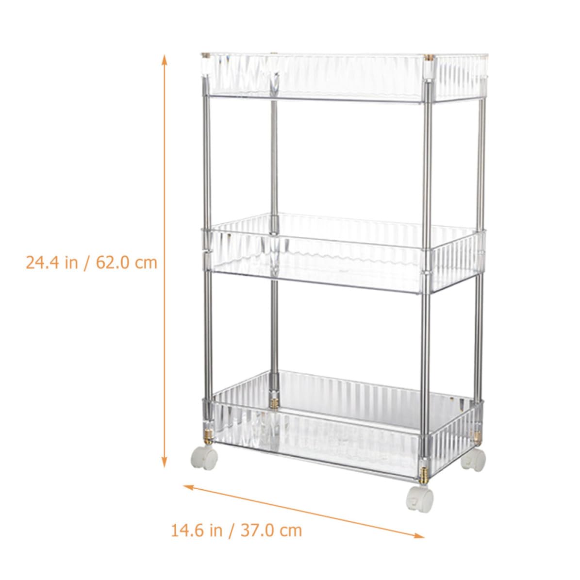 MAGICLULU Carrito de Almacenamiento Gran Capacidad Ruedas de 3 Niveles Diseño Móvil y Estructura de Plástico y Acero Inoxidable para Habitación Infantil y Baño
