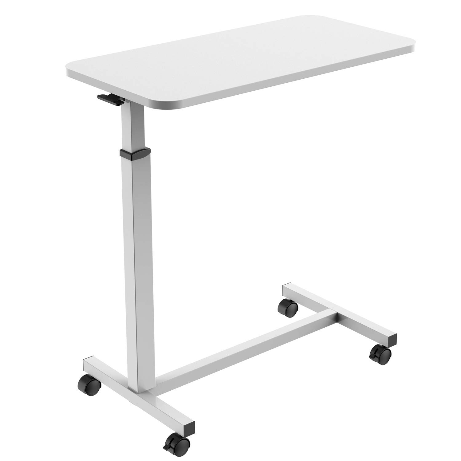Allcam MBT01 Spring-assisted Height Adjustable Desk/Overbed Table w/Lockable Wheels in White