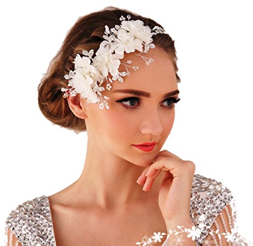 Bijou de mariée pour cheveux serre-tête fleurs en tulle idéal pour un mariage bohème