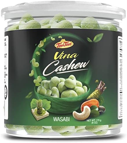 Deluxe Whole Wasabi Cashews by Tan Tan, 6 Ounce, Pack of 2