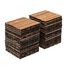 36 PCS Interlocking Deck Tiles,12 x 12 Tiles Snap Together Wood Floor Panels,Wooden Patio Flooring Outdoor Waterproof,Click Floor Decking Tile for Patio Poolside Balcony Decor