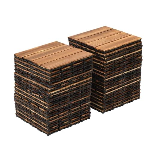 36 baldosas de madera dura entrelazadas para terrazas impermeables de madera de acacia, azulejos de terraza cuadrados, 12 x 12 pulgadas
