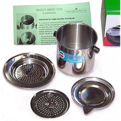 Vietnamese Traditional Coffee Phin Filter 8 Ounce, Gravity Insert Cover