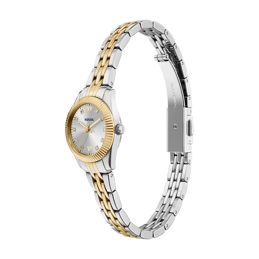 Fossil Scarlette Damen 20MM silberfarbene Edelstahl-Uhr, ES5473