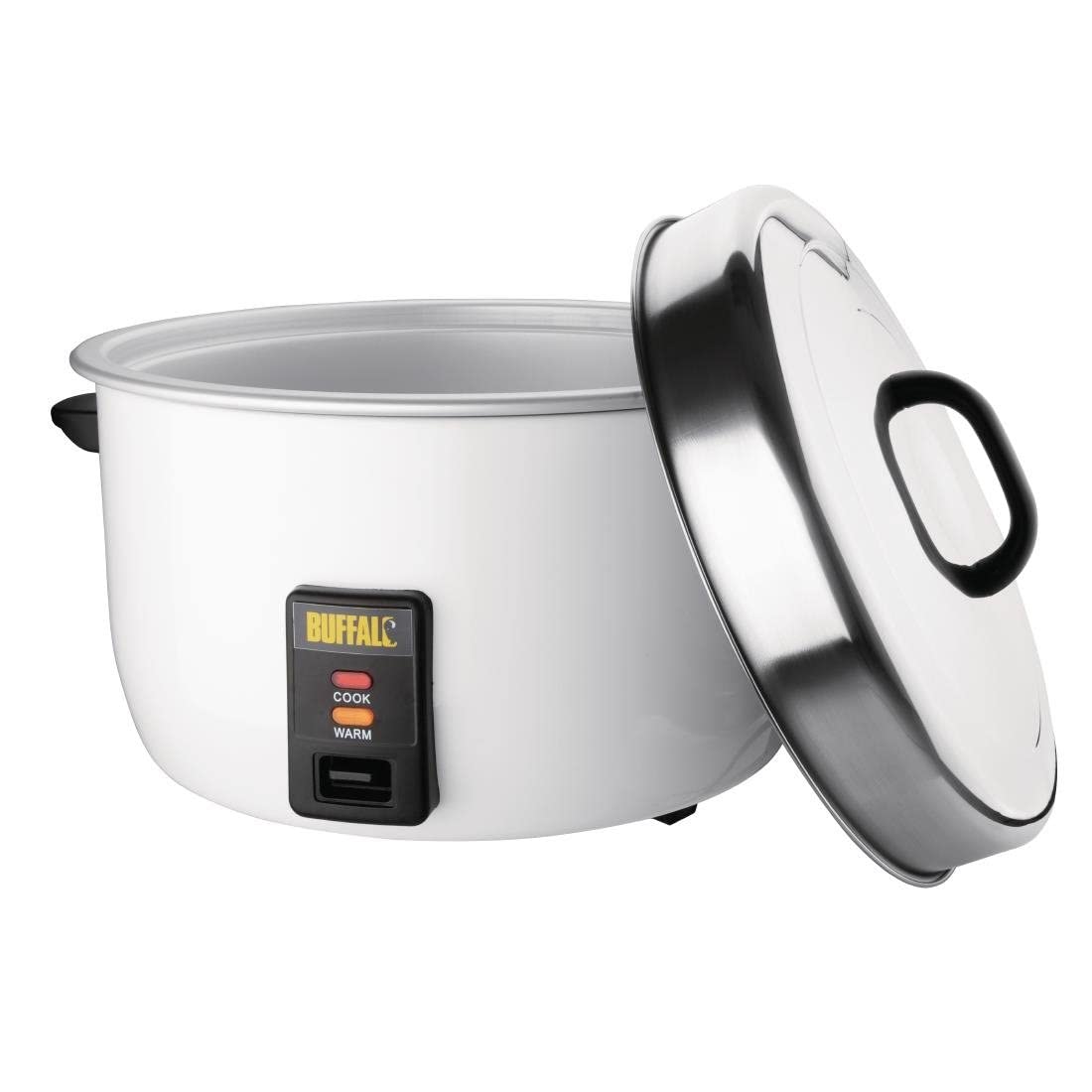 Buffalo Cuiseur à riz professionnel robuste 2,95 kW 10 litres, Blanc, Pot intérieur antiadhésif, Passage automatique de cuire à chaud, Capacité de riz : 23 litres cuits / 10 litres secs, CB944