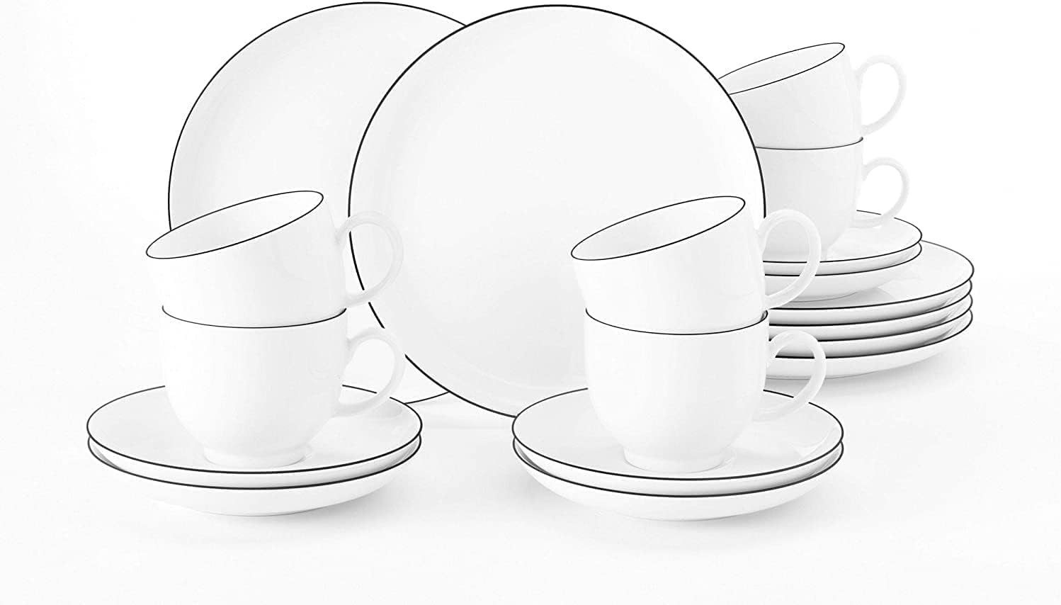 Seltmann Weiden - Lido Black Line - Kombiservice 36-teilig - Porzellan (inkl. 6 Kaffeebecher)