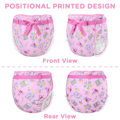 Image of Littleforbig Adult Ribbon Omutsu Diaper Wrap Cover Washable Adjustable Reusable Waterproof - Usagi Pastel Circus Pattern