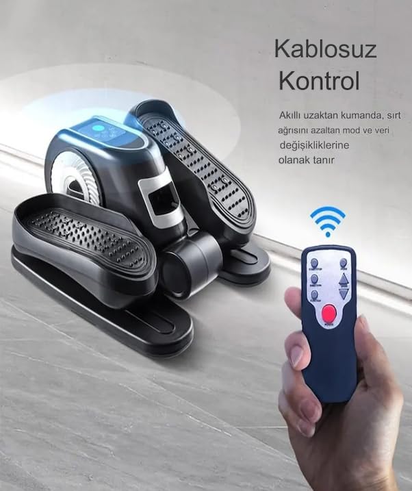Coverzone Kumandalı Elektrikli Ayak Egzersiz Bisikleti | LCD Ekranlı Portatif Rehabilitasyon Cihazı | Aktif Pasif Egzersiz Pedalı ile Uyumlu TY-005 (TY-005 - Siyah)