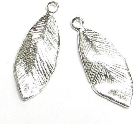 Dreambell 2 pcs .925 Sterling Silver Leaf Bead Charm Pendant 18.5mm / Findings/Bright