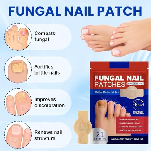Image of Fungal Nail Repair Patches for Toenail & Fingernail Care - Hydrogel Nail Treatment Patches for Brittle, Thick and Discolored Nails | Overnight Adhesive Nail Care Strips (30)