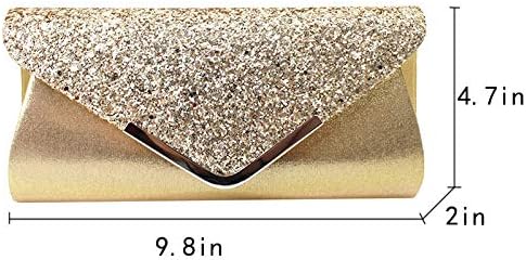 Queena Womens Shiny Glitter Evening Clutch Envelope Handbag Chain Purse for Wedding Party Prom Gift for Mom Wife Girlfriend,3910 Gold - Image 2