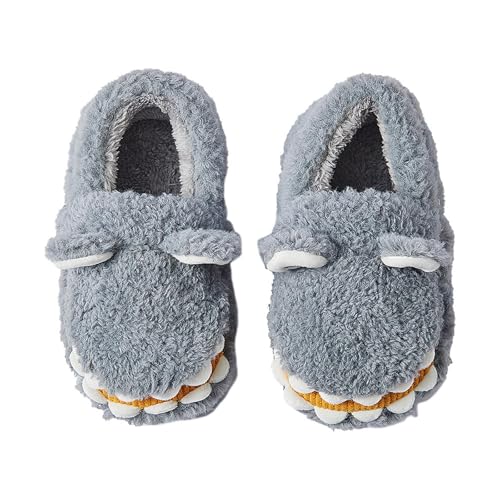 Dinosaur Slippers Indoor Shoes Anti Skid Sole Home Shoes for Dorm Living Room, Gray, 38 to 394