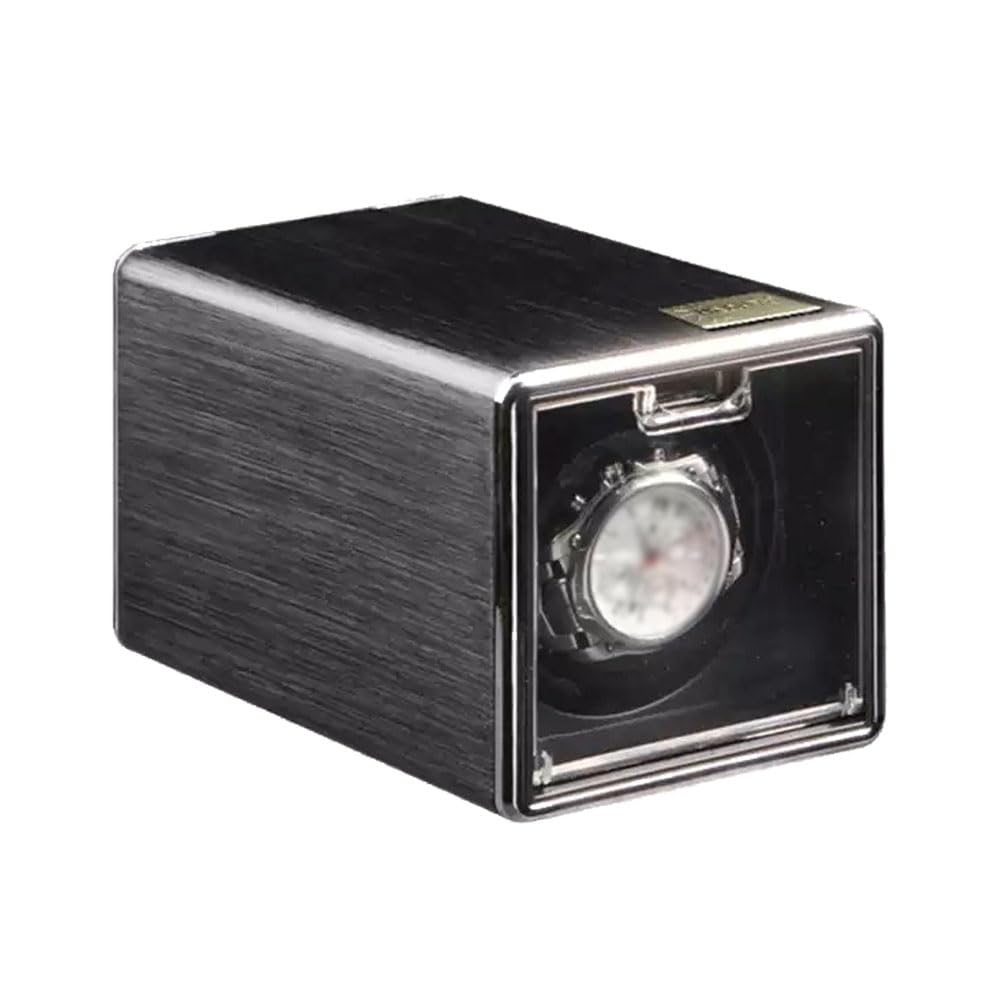 Relojero Automatico, Caja Relojes Automaticos Ultrasilencioso Black | Motor Japonés de 5 cm Antimagnético con 4 Velocidades Ajustables Forro de Cuero Y Carcasa de Aleación de Aluminio
