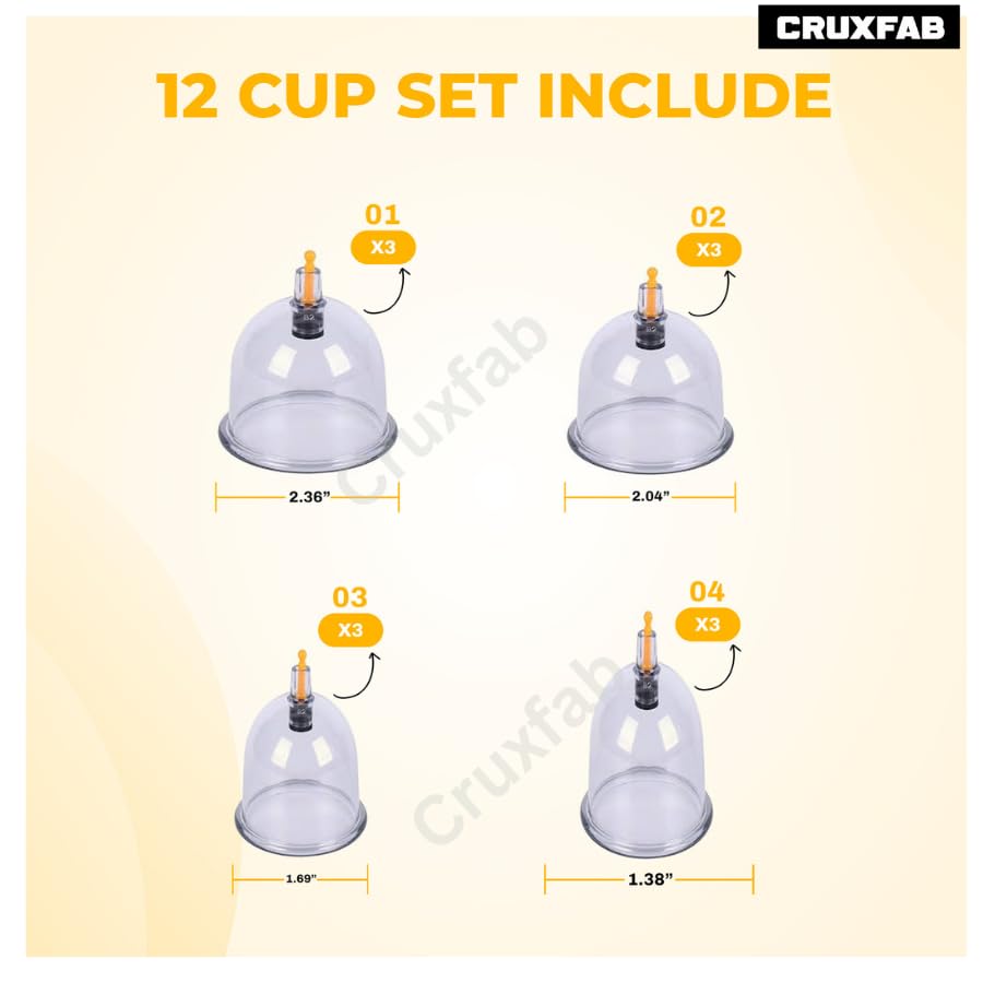 Image of HIJAMA Cupping Kit 12 Pcs Vacuum Cupping Set for Health Care Portable Body Relaxation Massage and Manual Therapy Cups for Pain Relief Magnetic Traditional Chinese Therapy Cupping