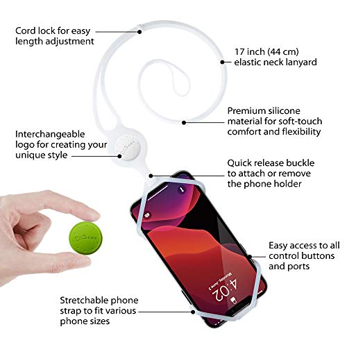 Image of Universal Cell Phone Lanyard Case, Silicone Neck Strap Smartphone Case for iPhone Xs Max XR X 8 7 6S Plus Samsung Galaxy S10 S9 S8 Note 9 Pixel 3 XL, Phone Tie Series (White)