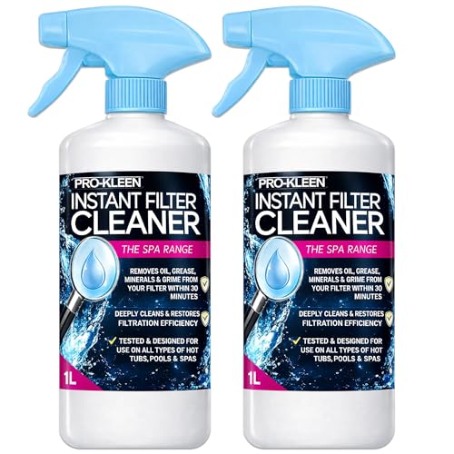 Pro-Kleen Instant Hot Tub & Spa Filter Cleaner Spray (2 x 1L) - Improves Efficiency of Filter - Suitable for all Hot Tubs Pools & Spas