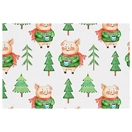 Set de table cochon mignon au pull vert pour créer des souvenirs mémorables - 2