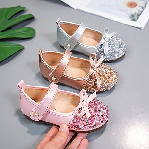UIKGITP Girls Ballet Flat Mary Jean Shoes Pink Dress Summer Shoes for Toddler Little Big Sequins Bowknot Strap Girls Party Sandals3