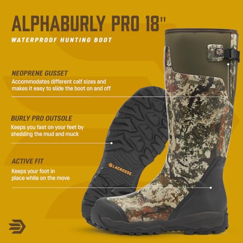 Image of LaCrosse Burly Rubber Hunting & Work Boots for Men - Waterproof ZXT Rubber with Foam Insulation, Top Strap, EVA Footbed, and Slip-Resistant Outsole