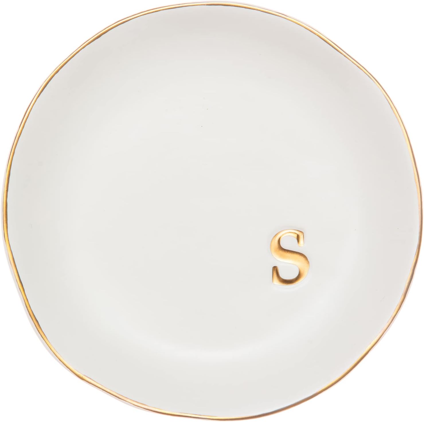 COLLECTIVE HOME - Ceramic Jewelry Tray, Decorative Trinket Dish for Rings Earrings Necklaces Bracelet Watch Keys, Birthday Mother's Day Christmas Gift for Women, 4.75", White Surface (S)