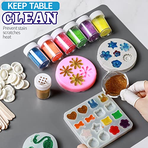 Image of LEOBRO Silicone Mat for Resin Molds, 2 PCS 15.7 inch x 11.7 inch Play Dough Mat, Silicone Mats for Crafts, Jewelry Molds Mats, for Resin, Clay, Paint, Dark Gray & Clear