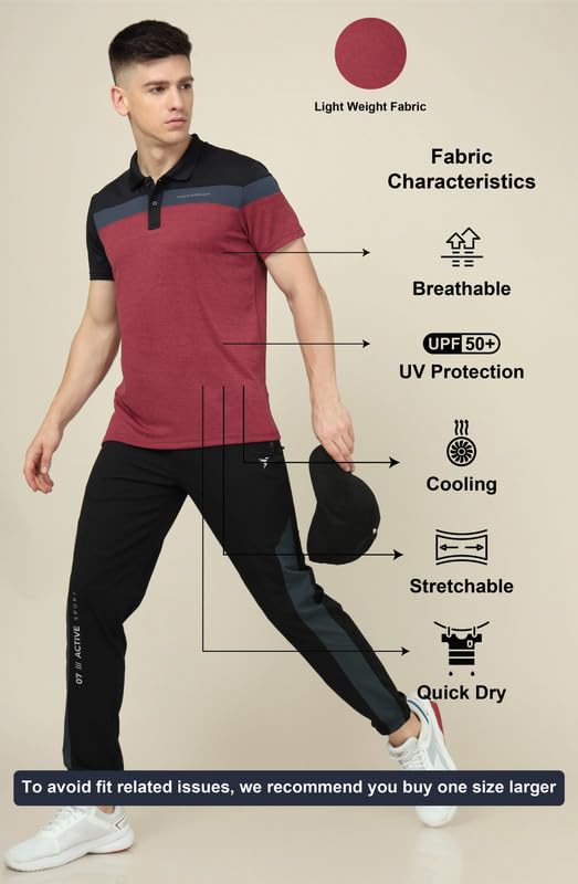 Image of TECHNOSPORT Men's Polo Neck Colorblock Half Sleeve T-Shirt - (MTP741 PRNT)