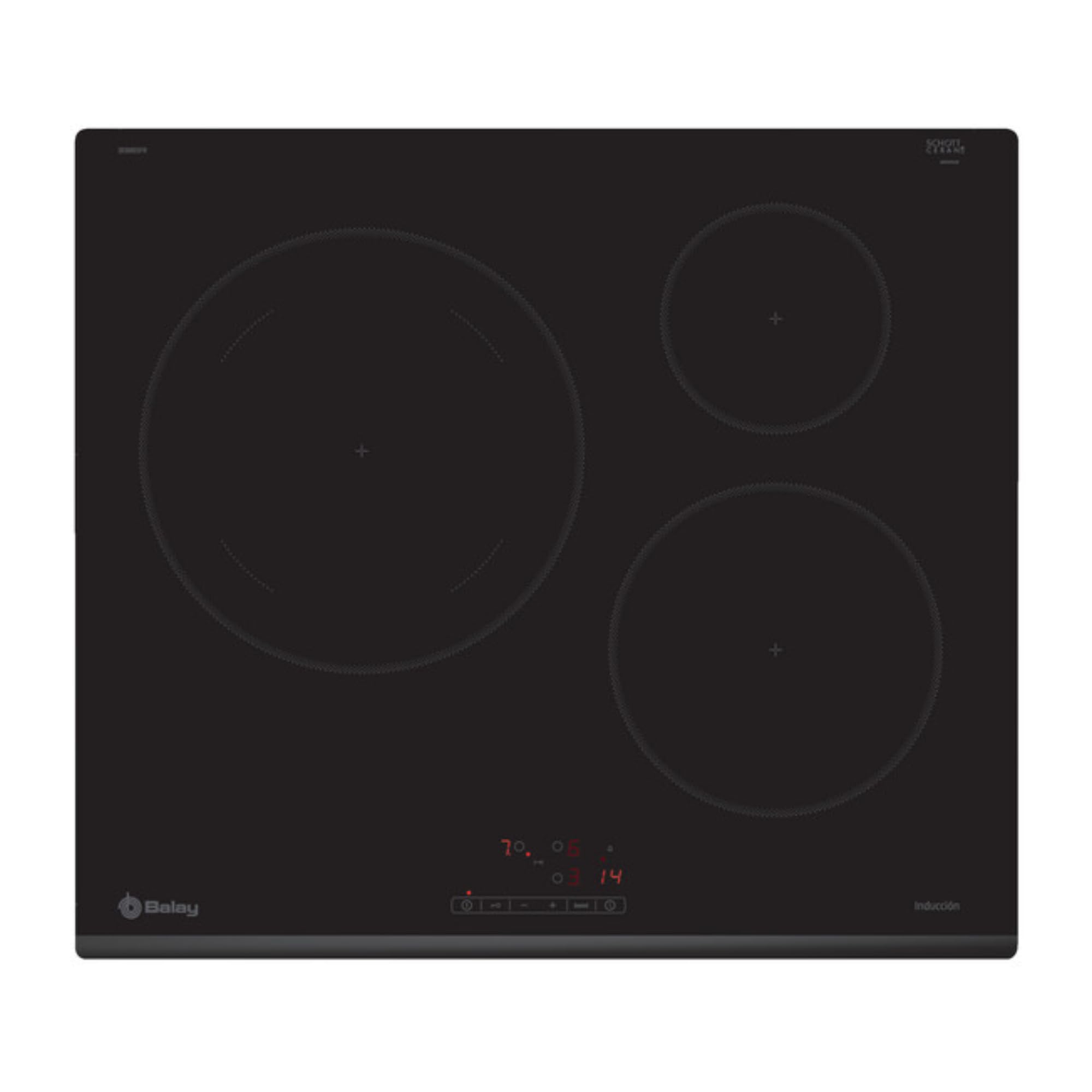 Balay - Placa de inducción, 60 cm, Zona gigante de 28 cm, Negro, sin marco inoxidable, 3EB865FR