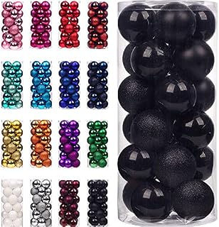 Emopeak 24Pcs Christmas Balls Ornaments for Xmas Christmas Tree - Shatterproof Christmas Tree Decorations Large Hanging Ball for Holiday Wedding Party Decoration (Black, 1.2"-3.1CM)