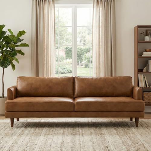 SIMPLIHOME Livingston Top Grain Leather Sofa