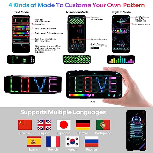 Lunettes LED programmables Bluetooth Victop avec animation texte et graphisme pour soirée - 2