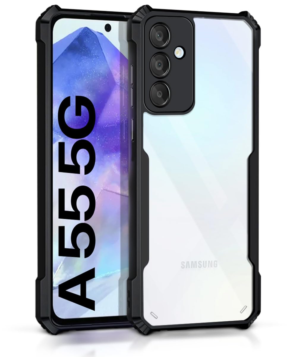 WOW IMAGINE Shock Proof Clear Protective Back Case for Samsung Galaxy A55 5G - AirEDGE Technology | 360 Degree Camera Protection | Transparent Hybrid Back Case Mobile Cover - Black (B0CXPDSFFY) Amazon Price History, Amazon Price Tracker