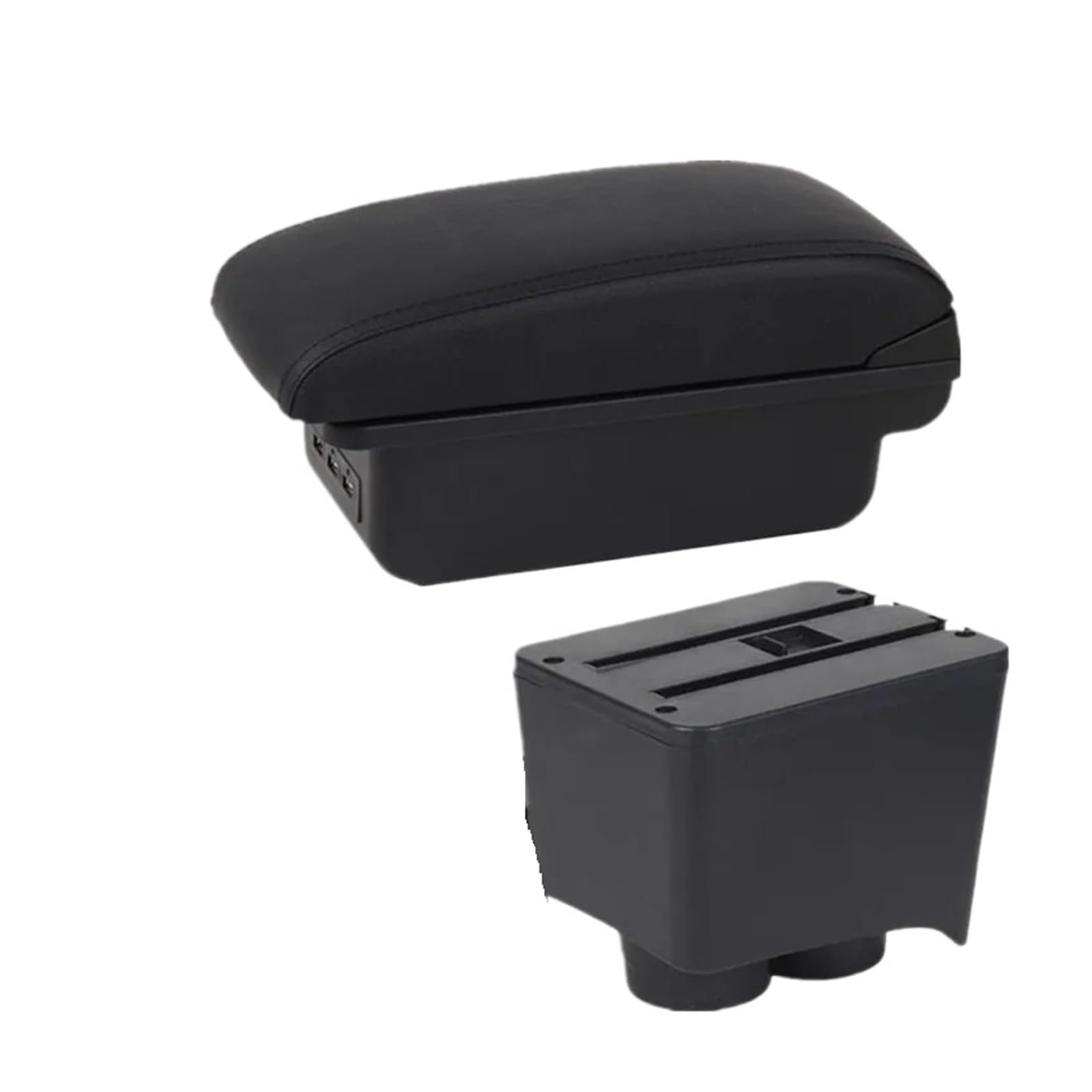 UMDJJU For VW For Polo 9N 3 Mk4 2002-2009 Car Armrest Box Interior Retrofit Storage Accessories Car Centre Console Armrest Box(B1 black line 3USB)