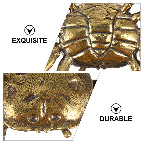 BESPORTBLE Brass Animal Figurine Brass Crab Sculpture Fengshui Wealth Figurine Lucky Statue Tea Pet Artware Collectible Figure Cake Topper Animal Statue Innovative Crab Shape Copper Sculp - Image 2