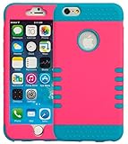 iPhone 6 Plus Case, oneCase™ 3-piece 3 in 1 Combo Hybrid Defender High Impact Body Armor Hard PC & silicone Case Protective Cover for Apple iPhone 6 Plus 5.5 inch Screen with Screen protector (pink/Light Blue)