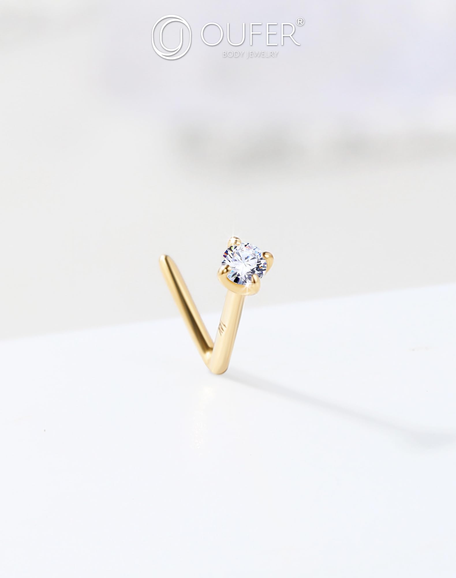 OUFER Body Piercing Nasenpiercing Stud Jewellery 22G Nose Bar Gold Nose Piercing 14K Nasenpiercing L Shape Nose Stud Ring Nose Bone Pin