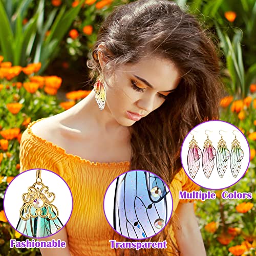 Fumete 10 Pairs Butterfly Wing Drop Dangle Earrings Butterfly Wing Hook Simulation Drop Earrings3