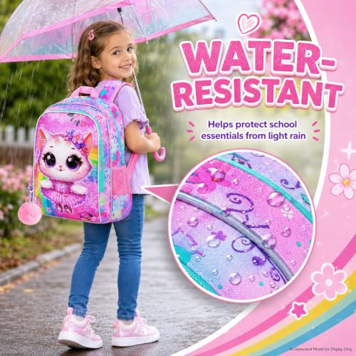 Image of WZLVO 3PCS Kids Backpack for Girls, Unicorn Dinosaur Animal Prechool Elementary Kindergarten School Bookbag with Lunch Box