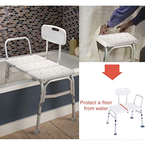 Health Line Massage Products Tool-Free 400 lbs Transfer Bench, Tub Adjustable Shower Bath Chair, w/Reversible Back & Non-Slip Feet, Great for Elderly, Disabled, Seniors & Bariatric with Back Scruber - Thumbnail 3