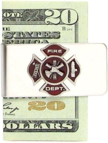 Sculpted Pewter Moneyclip - Fire Fighter Cross by American Metal
