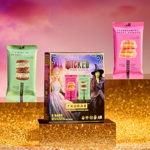 Image of TRUBAR inchWicked inch Vegan Protein Bar Variety Pack - It's Mint to Be Chip & Daydreaming About Donuts, Plant Based, Gluten Free, Dairy Free, No Sugar Alcohols, 12g Protein, 11g Fiber, Healthy Snack Bars, 15 count