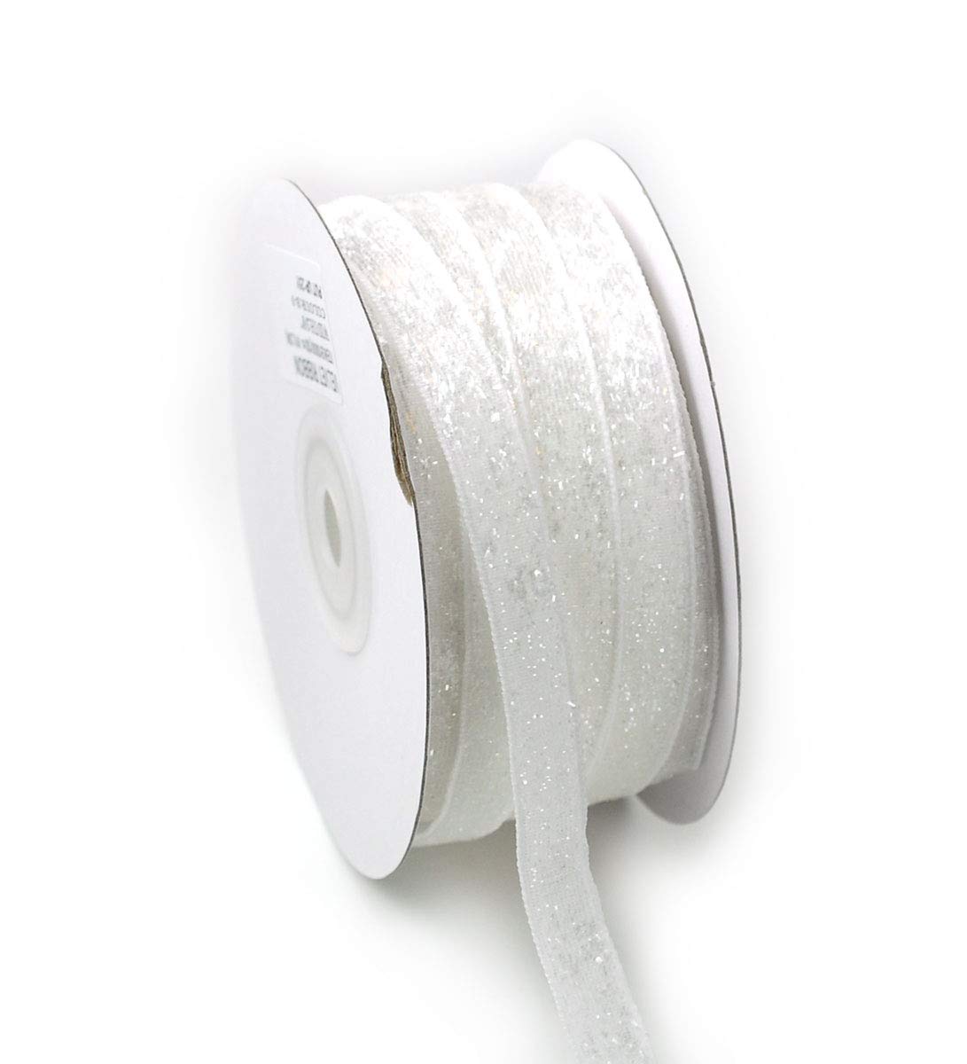 3/8" (9mm) 20 Yards Roll Polyester Glitter Ribbon Sparkle Metallic Cheer Velvet Ribbon 3/8" x 20 Yards white glitter-ribbon-9mm
