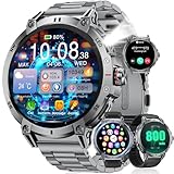 SUNKTA Smartwatch da uomo militare con torcia a LED da 800 mAh grande batteria 1,85 ″ HD Bluetooth chiamate orologio intelligente per iOS Android,frequenza cardiaca/monitor/sonno/contapassi,Grigio