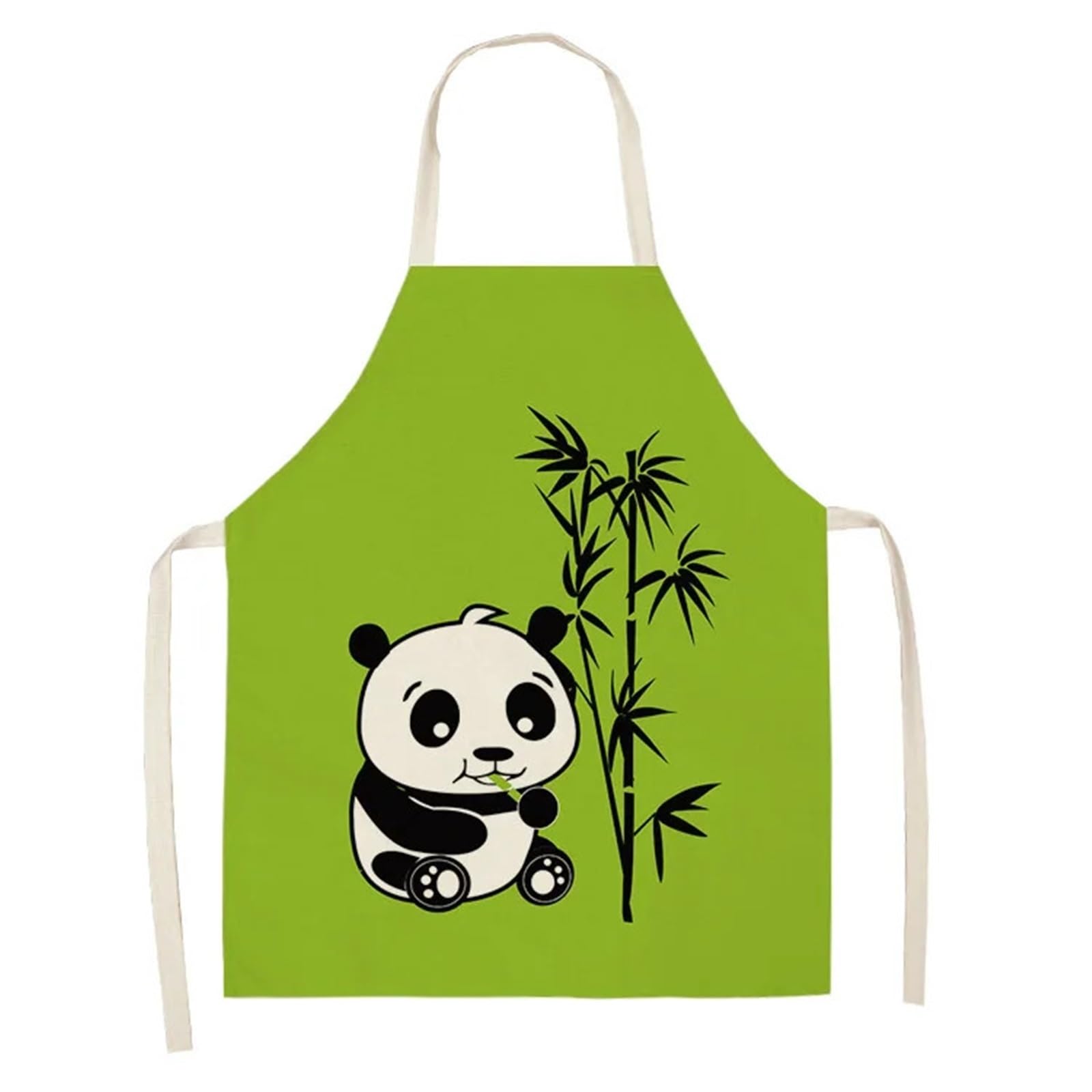 Delantal de lino con diseño de panda de dibujos animados, unisex, color rosa, para hornear y cocinar