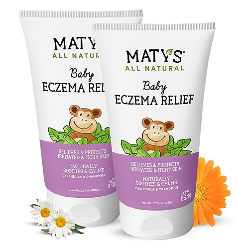 Image of Matys Baby Eczema Cream, Relieves & Protects Dry Itchy Sensitive Skin from Flare Ups, Steroid Free, Safe for Kids & Babies 3 Months + with Colloidal Oatmeal, Calendula, Lavender, 2 Pack, 3.75 oz each